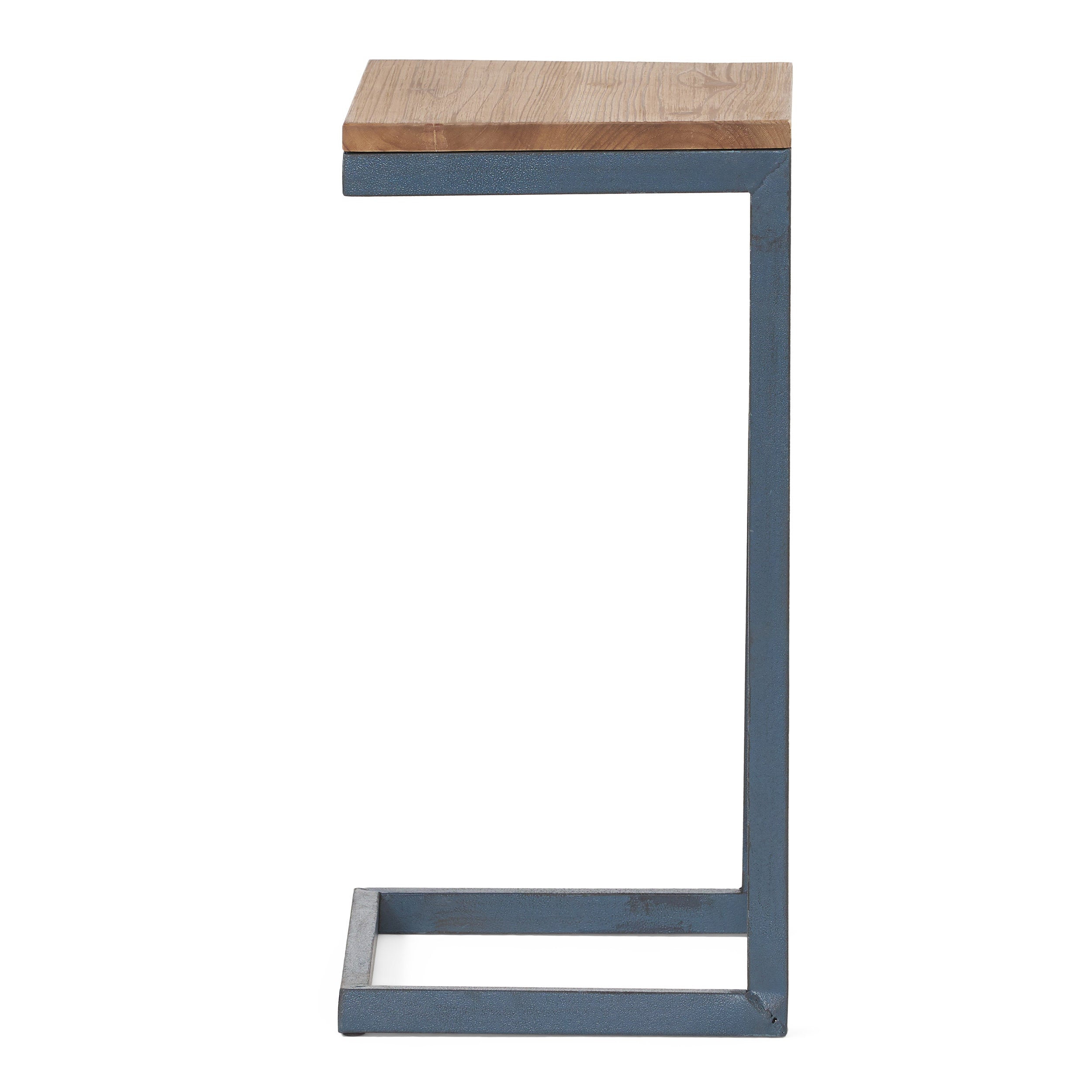 Ramona Modern Industrial Firwood C-Shaped Accent Side Table with Iron Frame