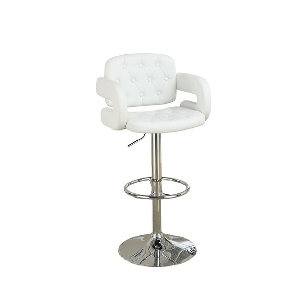 Adjustable Faux Leather Bar Stool with Armrests