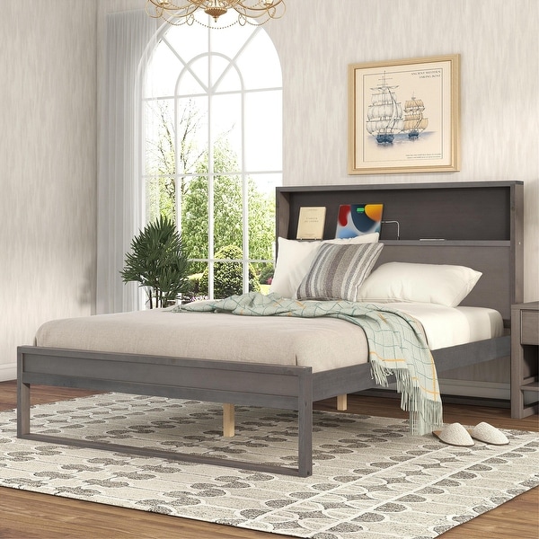 3-Pieces Bedroom Sets Full Size Platform Bed with Nightstand and Dresser - - 36812011