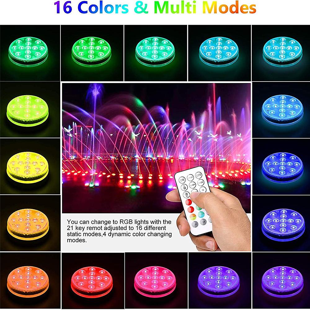 Submersible Light Ip68 Rgb Underwater Pool Lights With Rf Remote Magnet Suction Cups Night Lamp For Pond Pool Aquarium