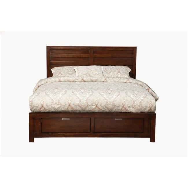 Benzara BM172856 46 x 64 x 86 in. Queen Size Wooden Storage Bed - Brown