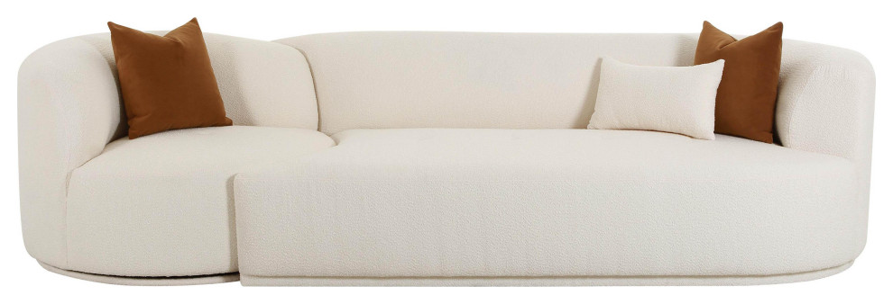 Fickle Cream Boucle 2 Piece Modular Right Arm Facing Sofa   Transitional   Sectional Sofas   by Homesquare  Houzz