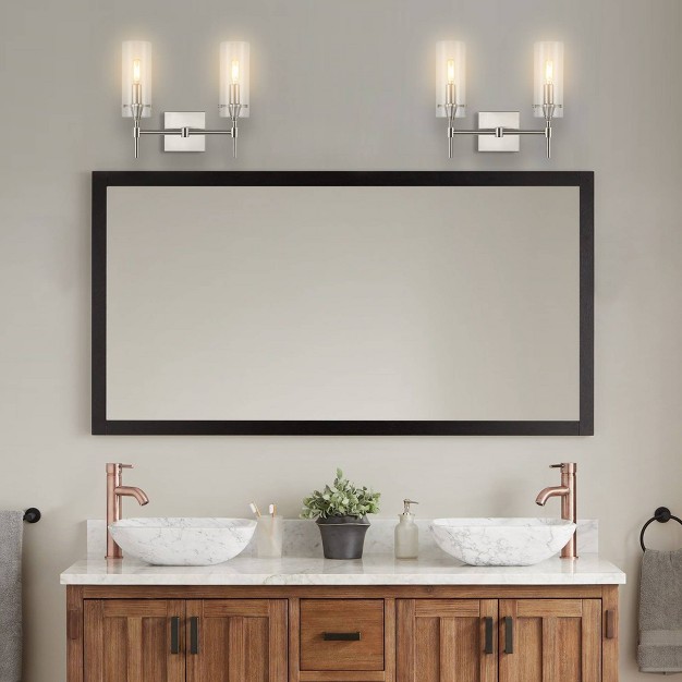 2 light Cato Modern Iron glass Led Vanity Nickel clear Jonathan Y