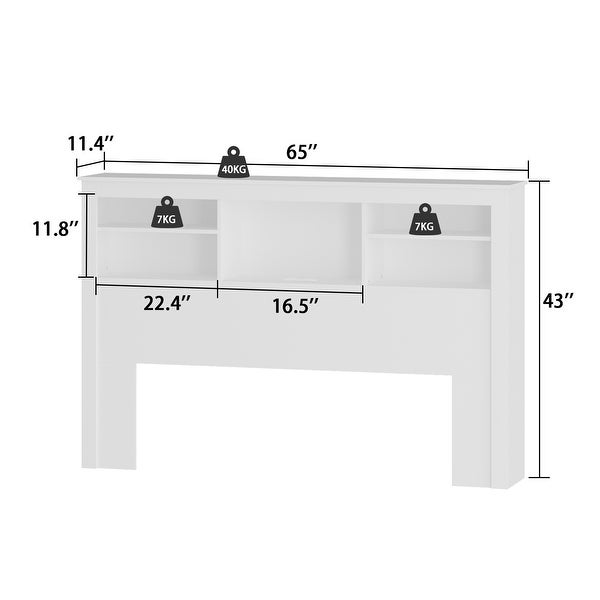 Queen Size Bookcase Headboard With A Hole For Passing Cords and Lights - - 34723807