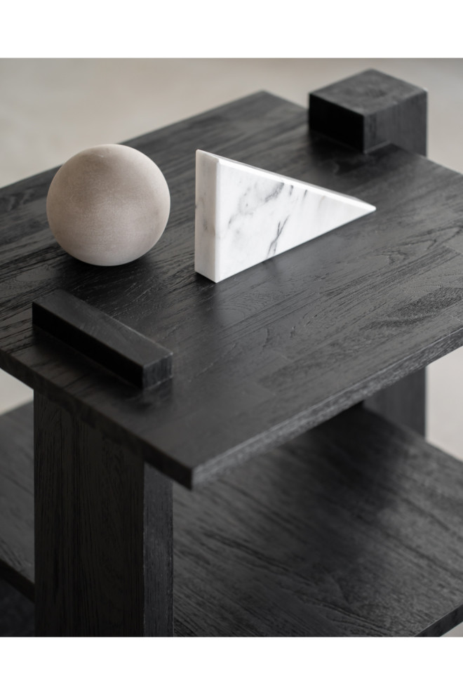 Black Teak Architectural Side Table  OROA Abstract   Transitional   Side Tables And End Tables   by Oroa   Distinctive Furniture  Houzz