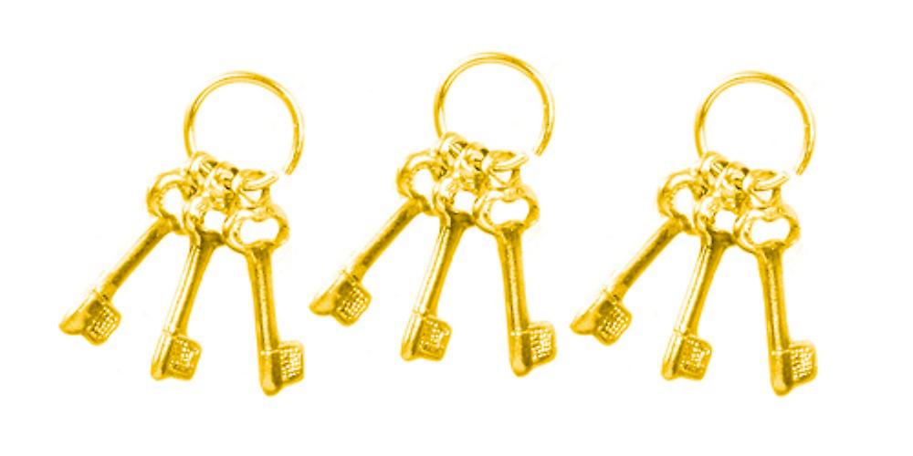 Dolls House Key Ring Bunch Of Gold Keys Miniature 1:12 Scale Accessory Set Of 3