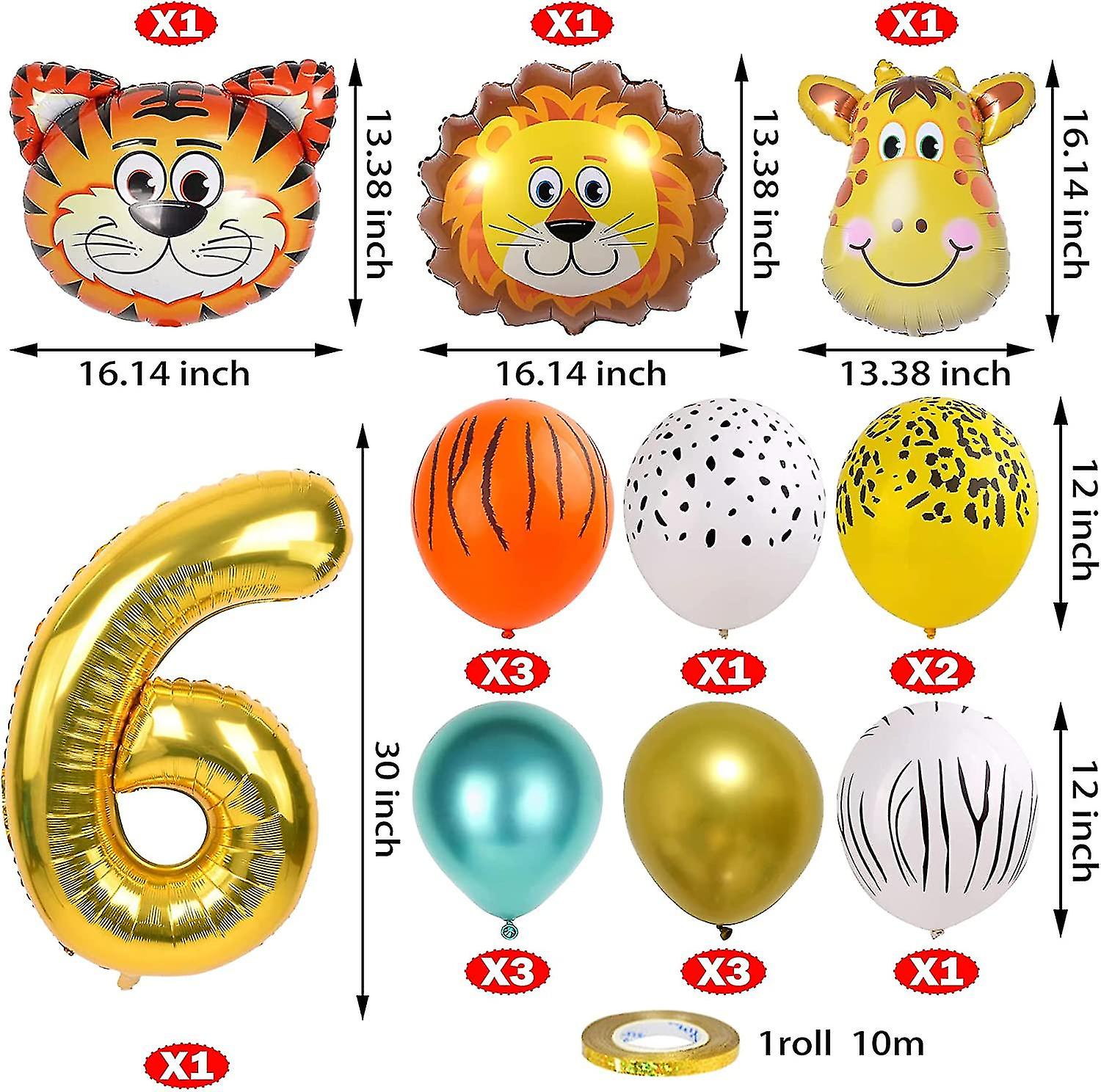 Jungle Safari Animal Balloons Sets Gold Large Numbers Balloons Wild Animals Jungle Balloons For Animal Themed Birthday Party Decorations Baby Shower S