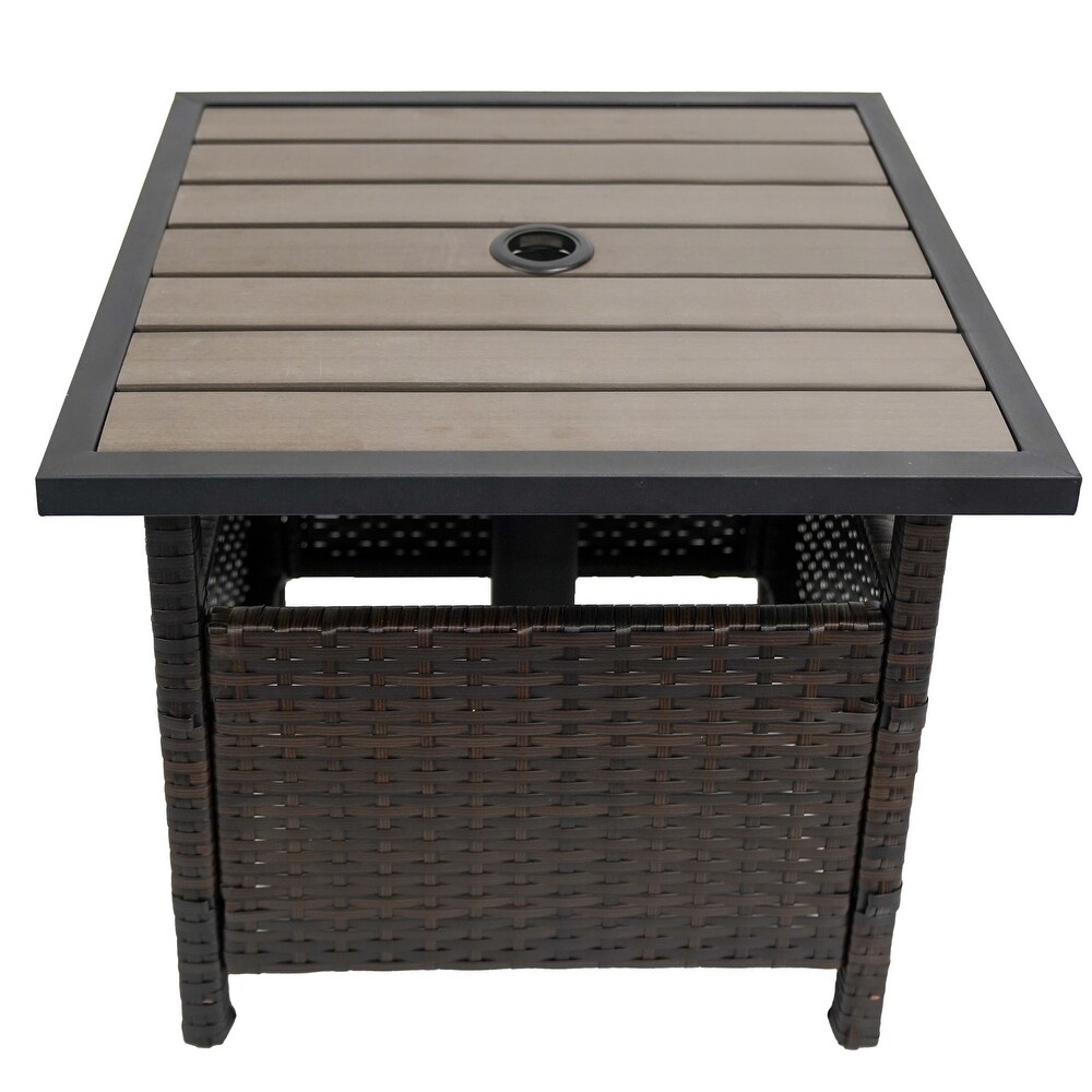 Patio Rattan Wicker Storage Side Table 18\