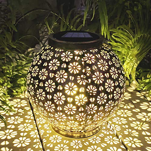 Large Solar Lantern Outdoor Hanging Lights Decorative Garden Lights Waterproof Metal Table Lamp for Garden， Yard， Tabletop， Patio， Lawn