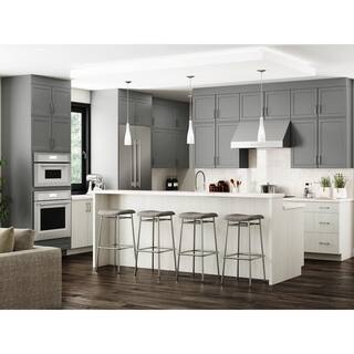 Hampton Bay Designer Series Melvern Storm Gray Shaker Assembled Corner Base Kitchen Cabinet (33 in. x 34 in. x 23 in.) BB42L-MST