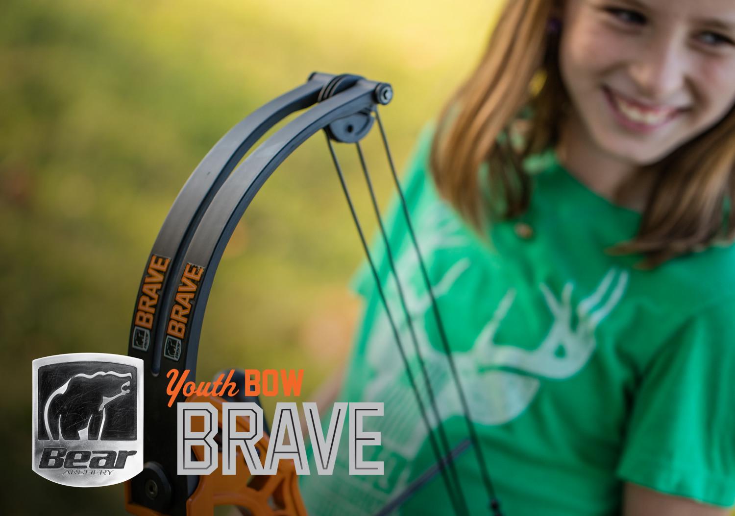 Bear Archery Brave Youth Bow Includes Whisker Biscuit， Arrows， Armguard， and Arrow Quiver Recommended for Ages 8 and Up a  Camo