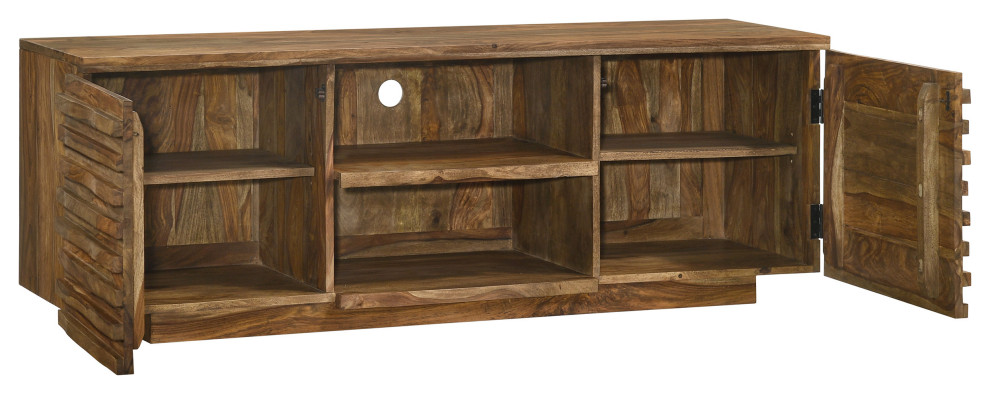 Julia 2 door TV Console With Adjustable Shelf Natural   Modern   Entertainment Centers And Tv Stands   by Modon  Houzz