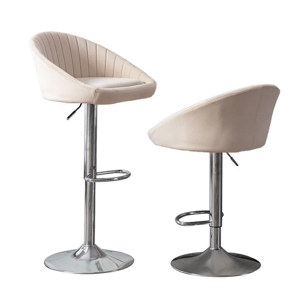 Set of 2 Modern Adjustable Counter Height Bar Stools with Back and Footrest