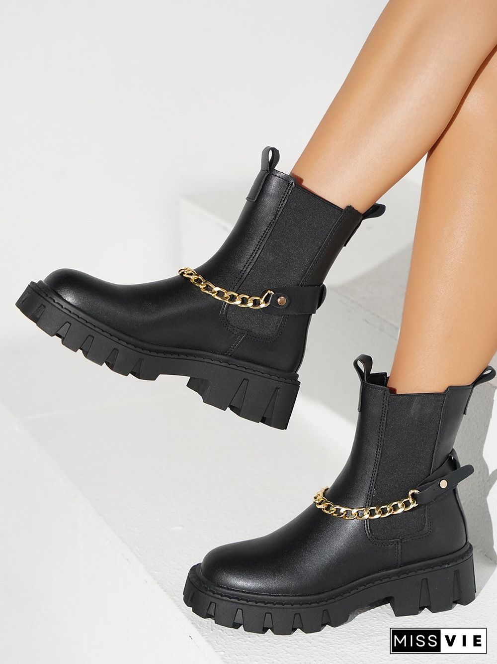 Platform Booster Chain Chelsea Boots