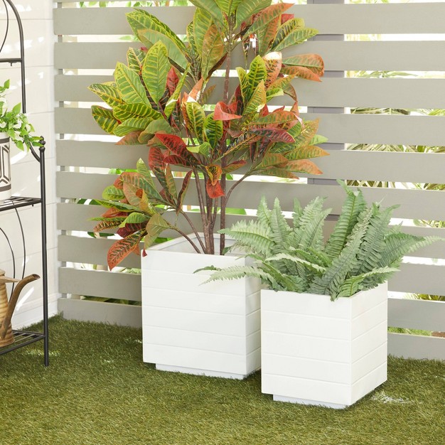 Olivia amp May 2pc Modern Novelty Metal Square Planter Pots