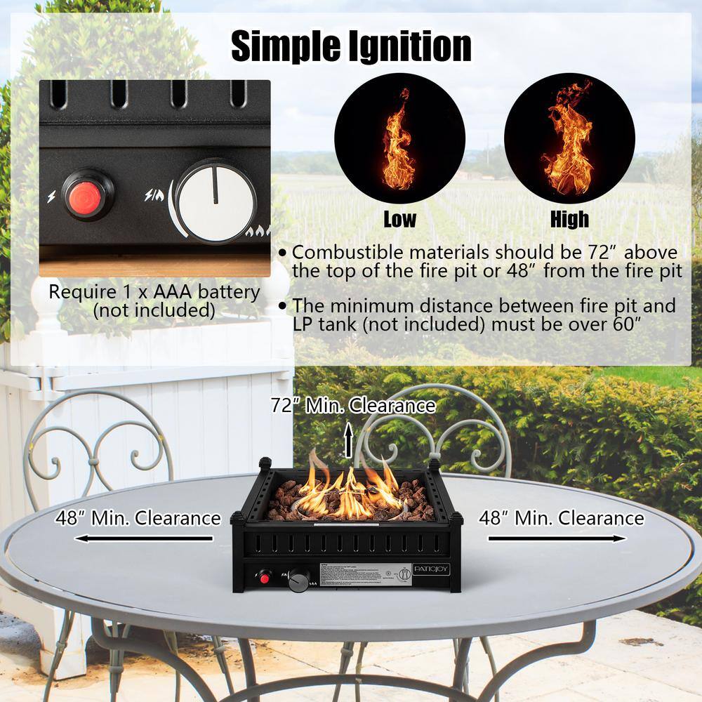 HONEY JOY Portable Propane Fire Pit 40000 BTU Tabletop Fire Pit for Tables with 2 in. Umbrella Hole Compact Propane Fire Pit TOPB006545