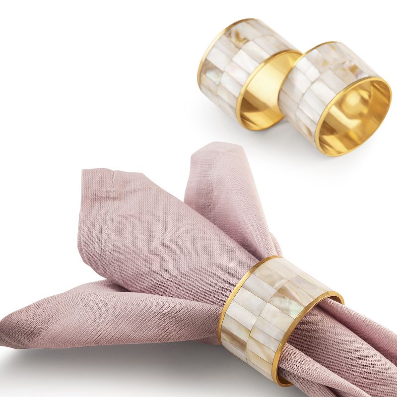 GAURI KOHLI Serena White Pearl Napkin Rings， Set of 6