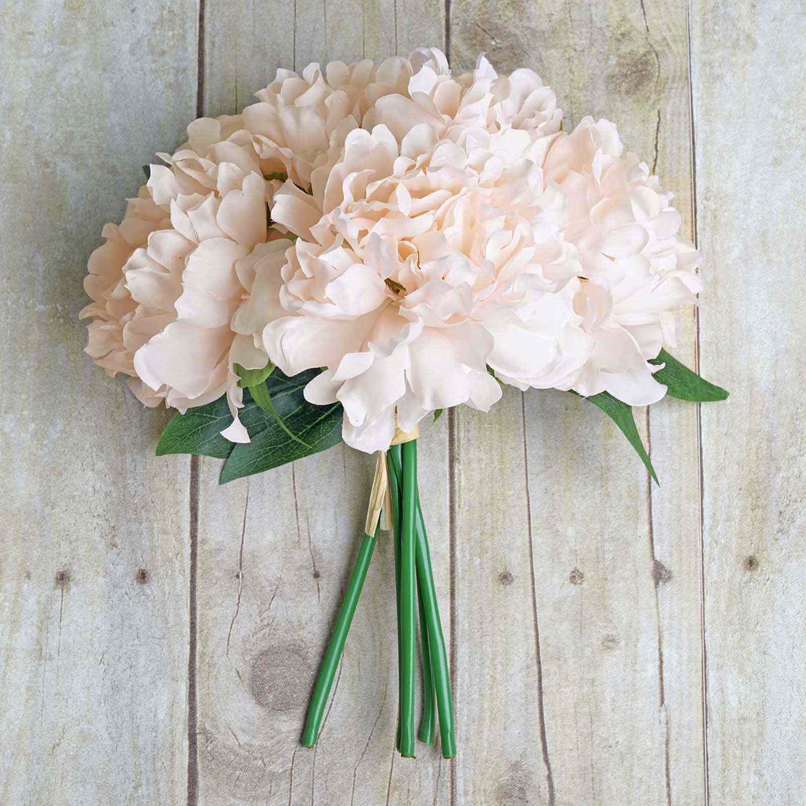 Blush Real Touch Artificial Silk Peonies Flower Bouquet 11