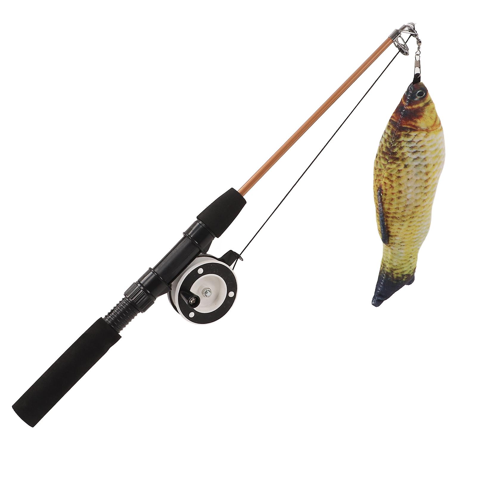 Retractable Cat Teaser Wand Toy Interactive Fishing Rod With Simulation Fish For Catscarp + Fishing Rod