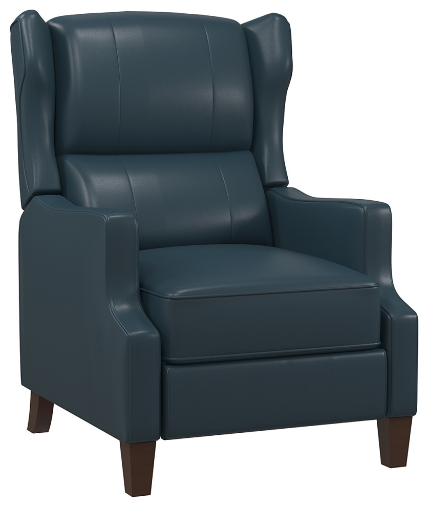 Contemporary Genuine Leather Recliner  With Solid Wood Legs   Transitional   Recliner Chairs   by Karat Home  Houzz