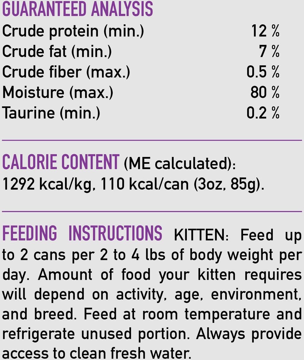 ORIJEN Kitten Recipe  Chicken + Salmon Entree in Bone Broth Wet Cat Food， 3-oz can， case of 24