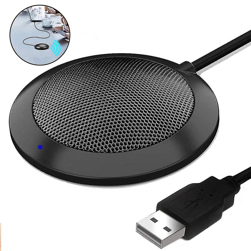 1 Pcs Conference Usb Microphone， Computer Desktop Mic With Led Indicator， Plug and Play Omnidirectional Condenser Pc Laptop Mics For Online Meeting/clas