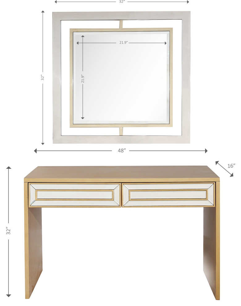 Antiqued Gold Finish Mirror and Console Table   Contemporary   Console Tables   by UStradeENT LLC  Houzz