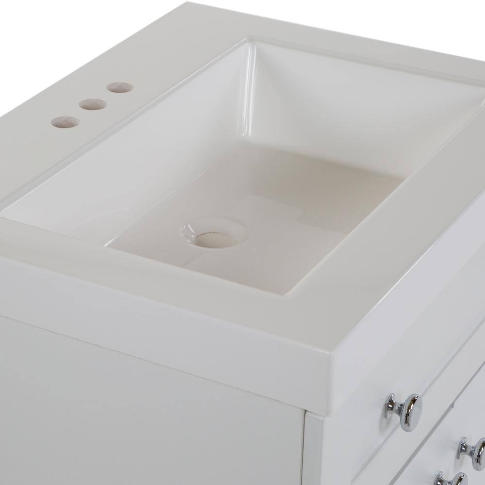 Glacier Bay Everdean 24.5 in. W x 18.8 in. D x 34.4 in. H Freestanding Bath Vanity in White with White Cultured Marble Top EV24P2-WH