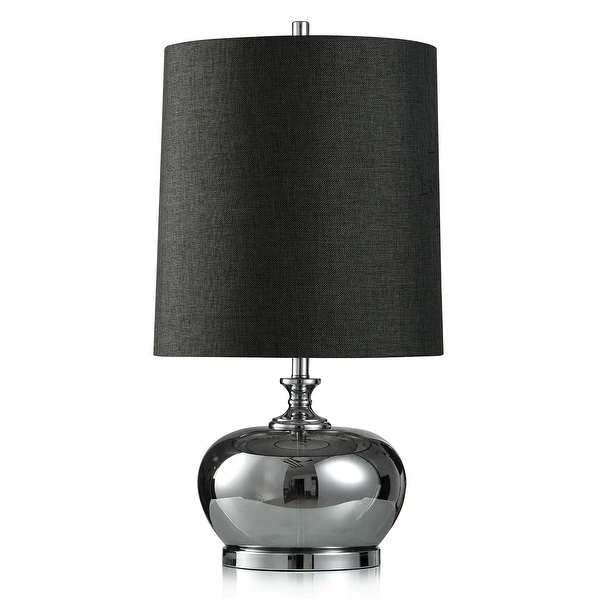 Plummit Silver Table Lamp - Silver Smoked Glass And Pewter Accents With Cylinder Shade