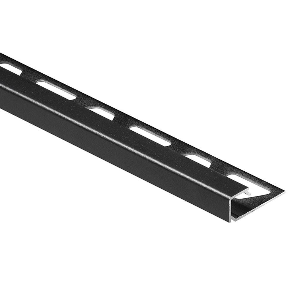 Schluter Systems Quadec Matte Black Textured Color-Coated Aluminum 516 in. x 8 ft. 2-12 in. Metal Square Edge Tile Edging Trim Q80MGS