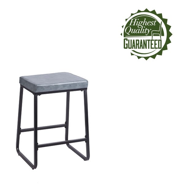 Porthos Home Selma Counter Stools Set of 2， PU Leather， Iron Legs