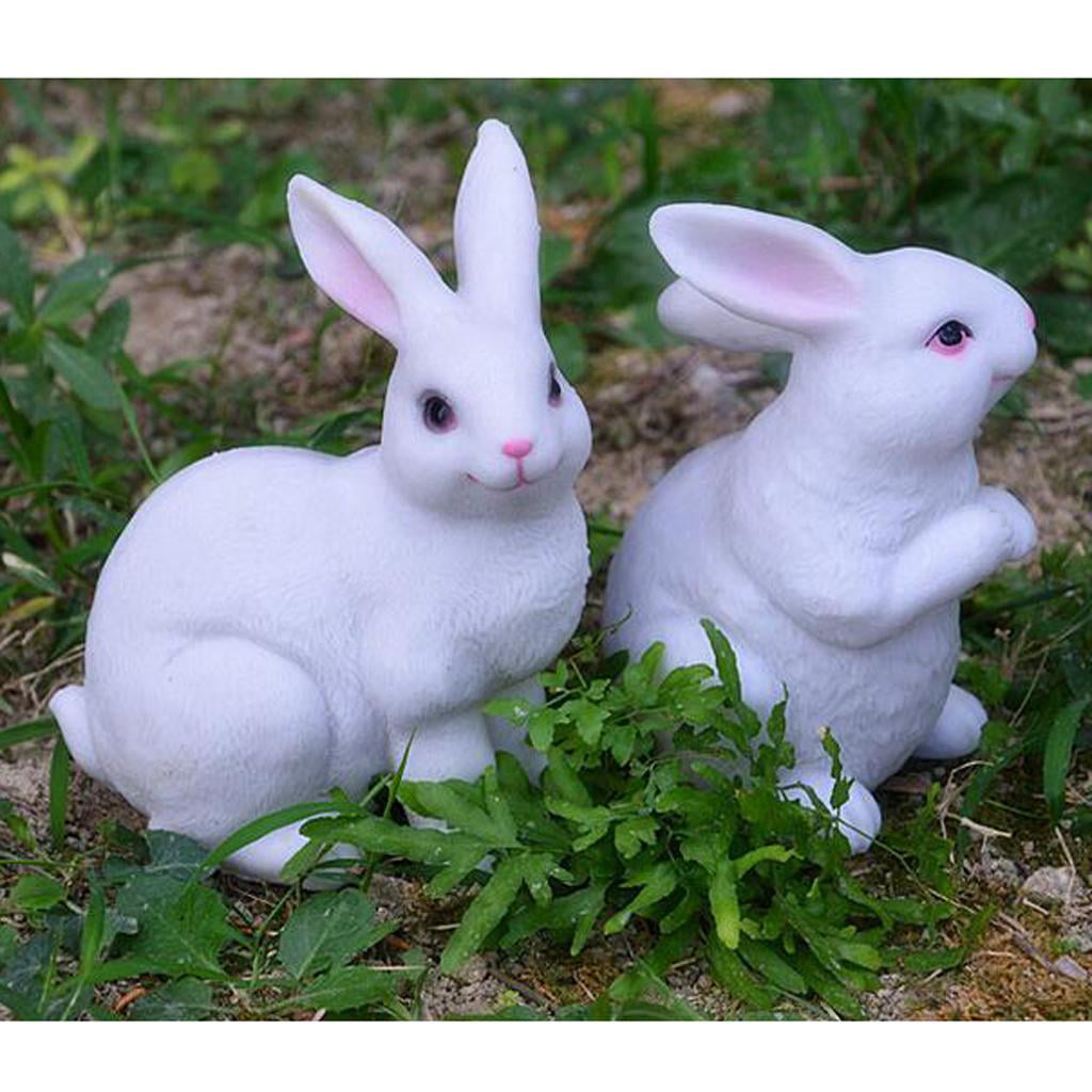 Animal Sculpture Resin Rabbits Figurine Garden Statues Outdoor Scene, Pack Of 2pcs