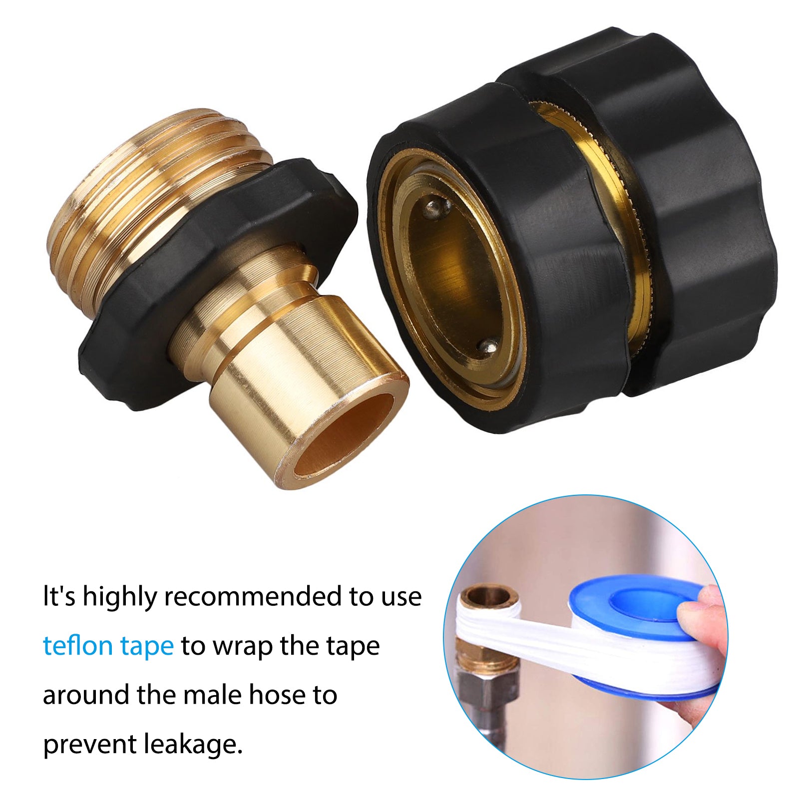 EEEkit 4 Set Garden Hose Quick Release Connect Coupler， Male and Female Metal Hose Fitting Quick Connector， No Leaking Water Hoses Quick Disconnect Adapter