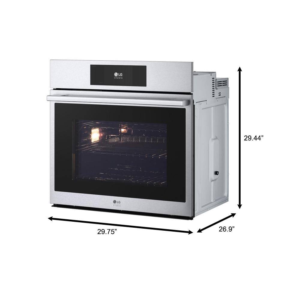 LG STUDIO 29.75 in. 4.7 cu. ft. Single Electric Wall Oven Instaview Steam Sous Vide and Air Fry in Printproof Stainless Steel WSES4728F