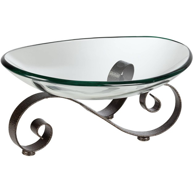 Kensington Hill Iron Scroll Stand With Oval Glass Bowl