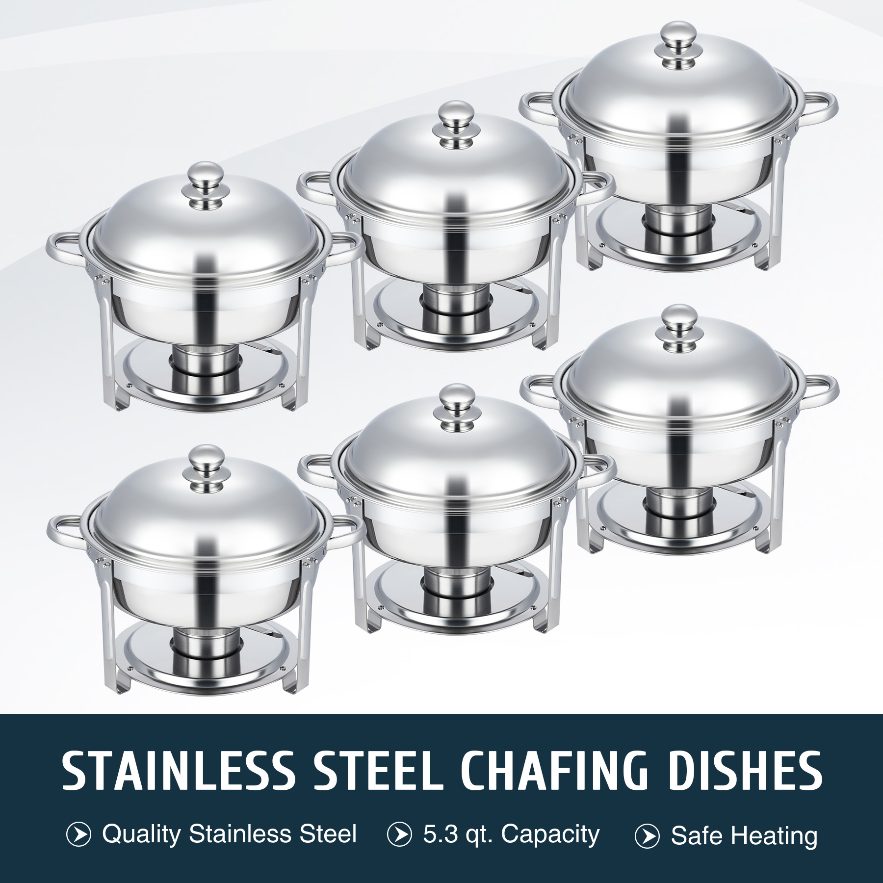 Wilprep Stainless Steel Chafing Dish Set for Catering Parties Weddings BBQs 6 Packs 5 qt