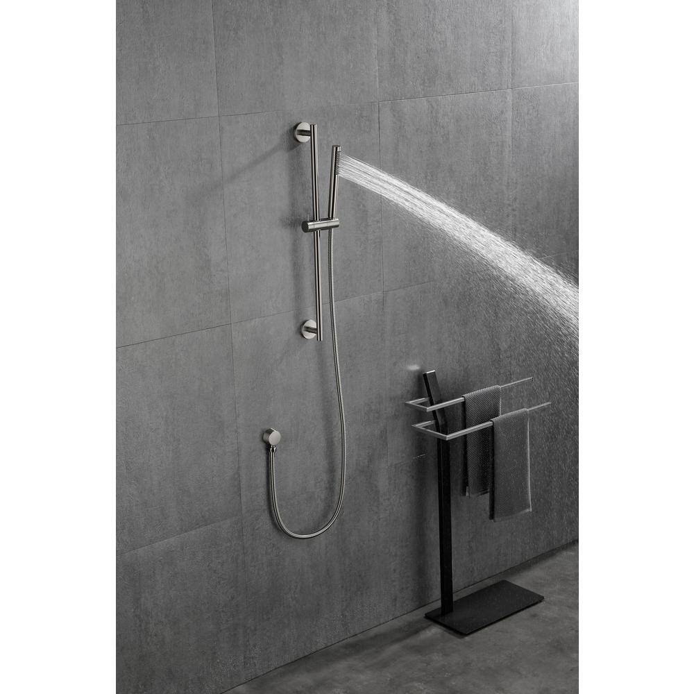 Flynama 1-Handle 1-Spray Wall Mounted Shower Faucet with 28-Inch Slide Bar and 59-Inch Hose in Brushed Nickel J-X-W127281863