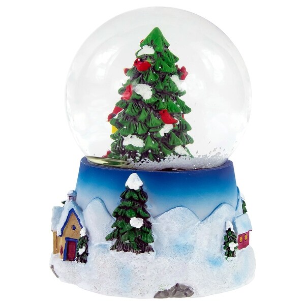 4.75 Snowman with Cardinals Musical Christmas Tree Snow Globe