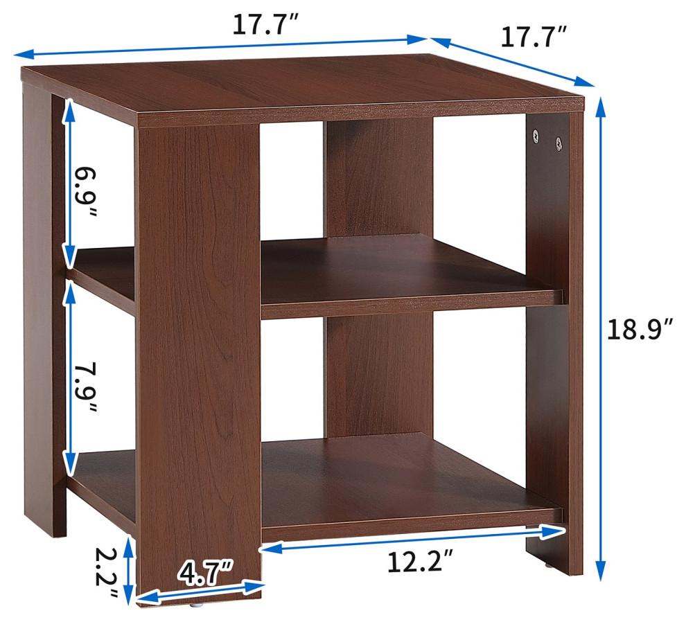 3 Tier Small Space End Table Modern Night Stand Brown   Transitional   Side Tables And End Tables   by CIPACHO  Houzz