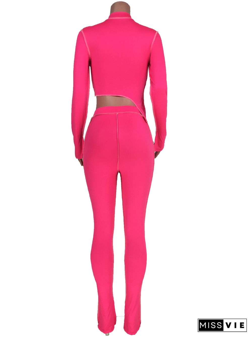 XS Bright Line Decoration Skinny Two Piece Pants Set