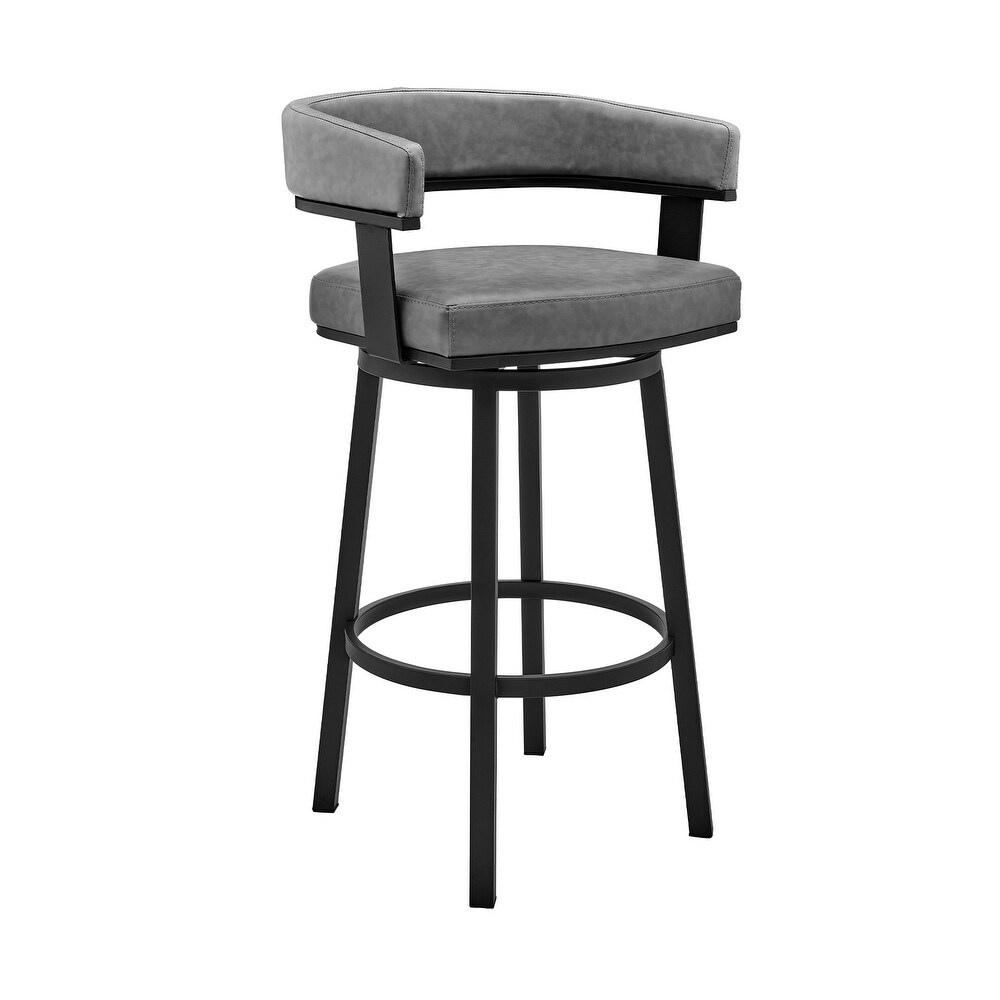 Jack 26 Inch Counter Height Bar Stool  Swivel Chair  Faux Leather  Gray