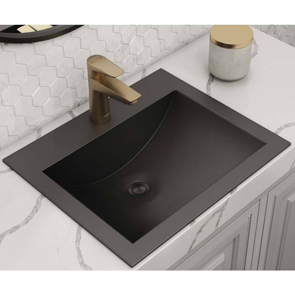 Ruvati 21 x 17 inch Gunmetal Black Drop-in Topmount Bathroom Sink Stainless Steel RVH5110BL