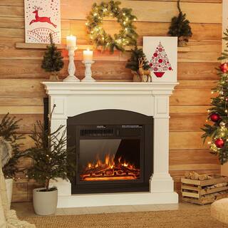 Costway 18'' Electric Fireplace Insert 5100 BTU Freestanding Heater with Remote Control FP10185