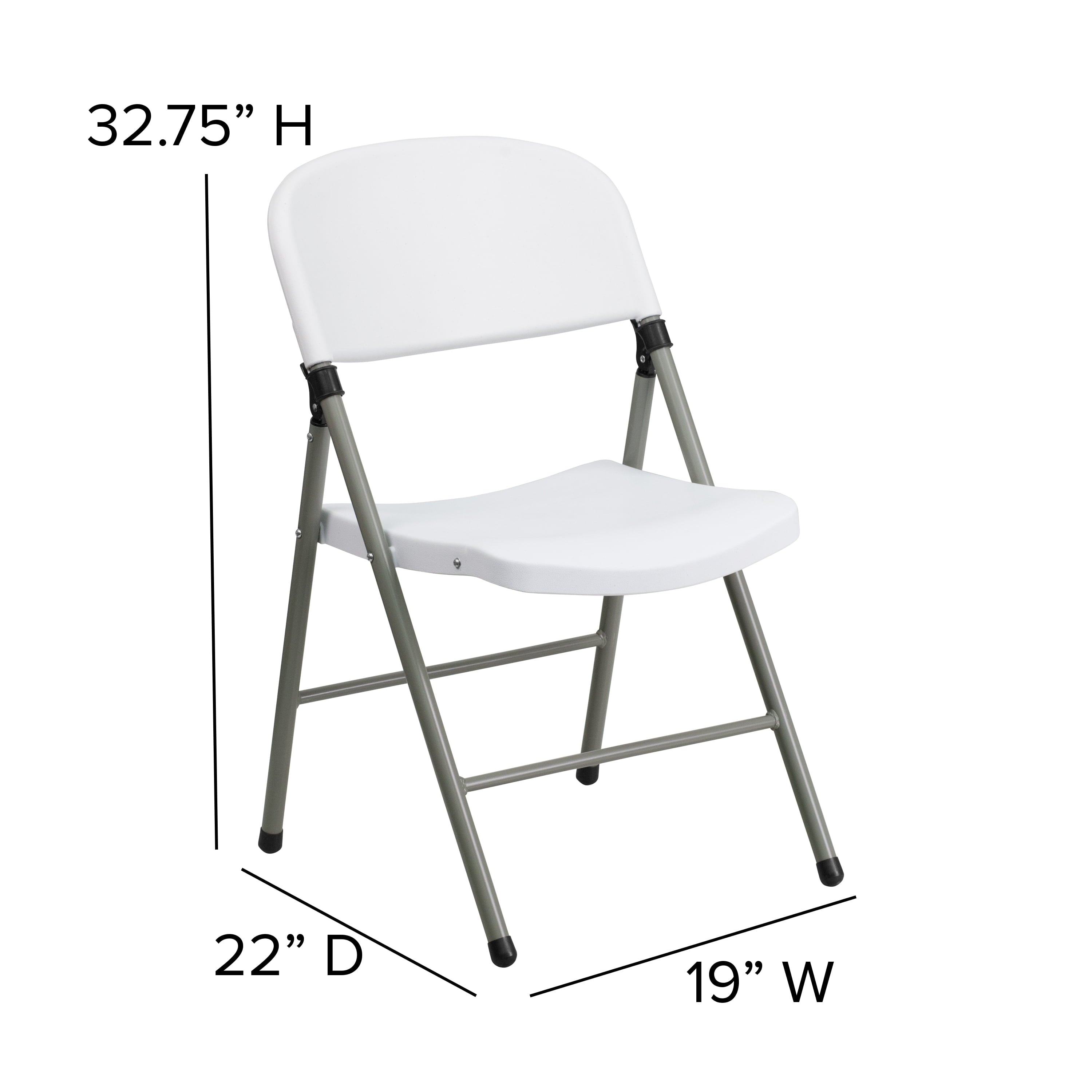 Flash Furniture 6 Pack HERCULES Series 330 lb. Capacity White Plastic Folding Chair with Gray Frame