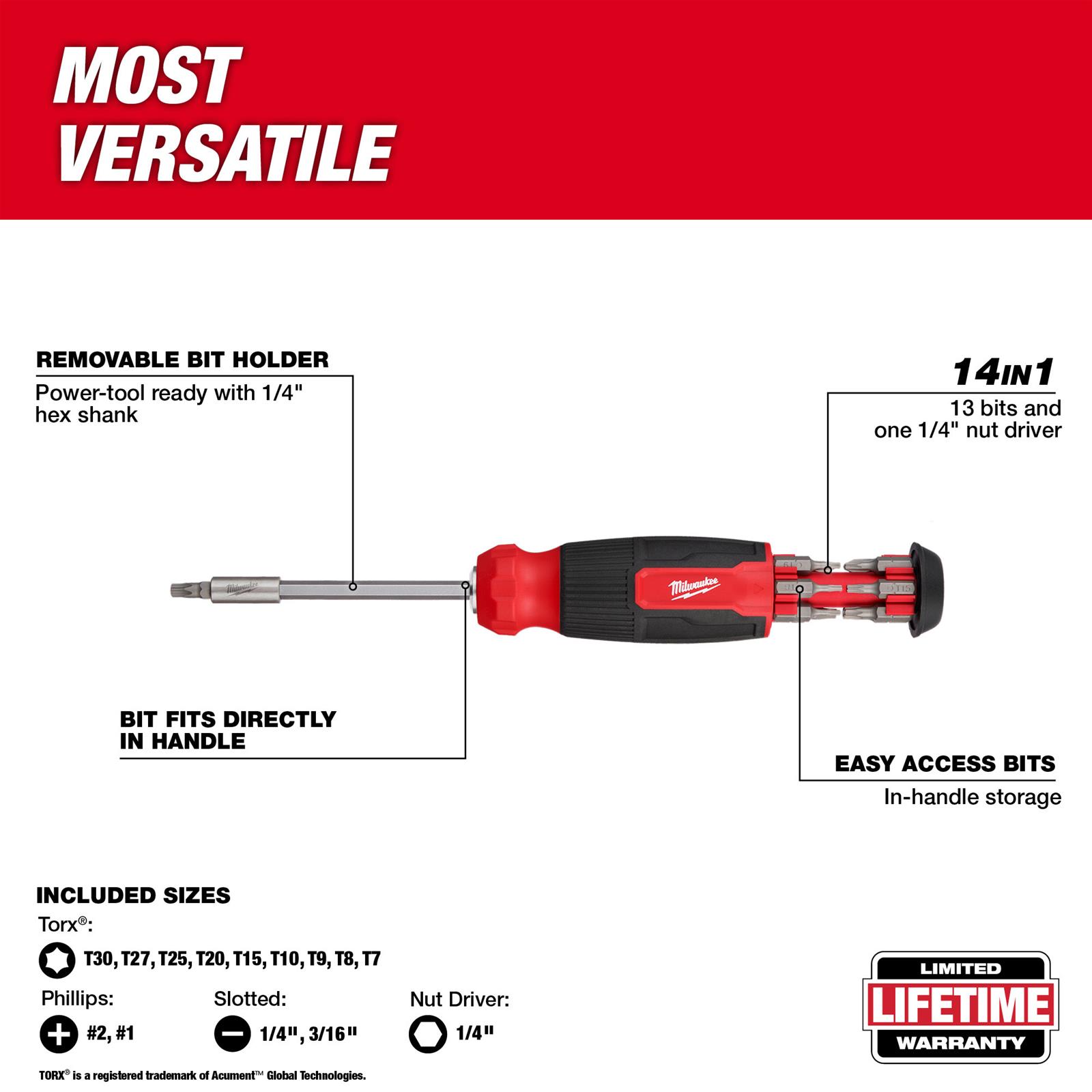 Milwaukee Tool 48-22-2907 Milwaukee 14-in-1 TORX Multi-Bit Drivers