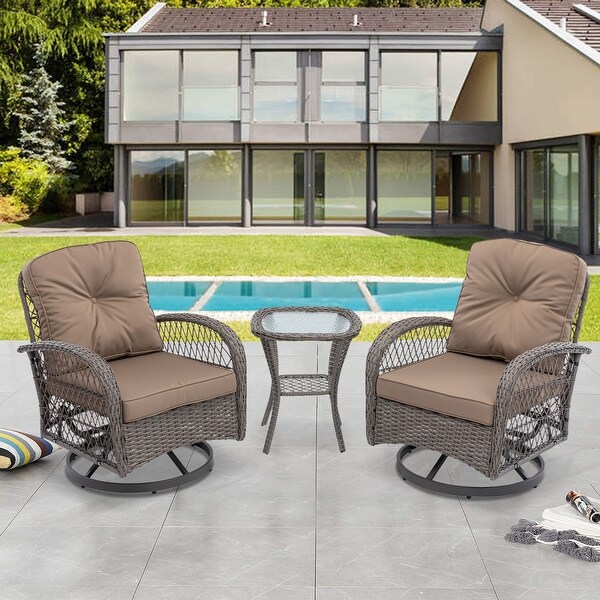 3pcs Outdoor Furniture Modern Wicker set - Overstock - 37248247