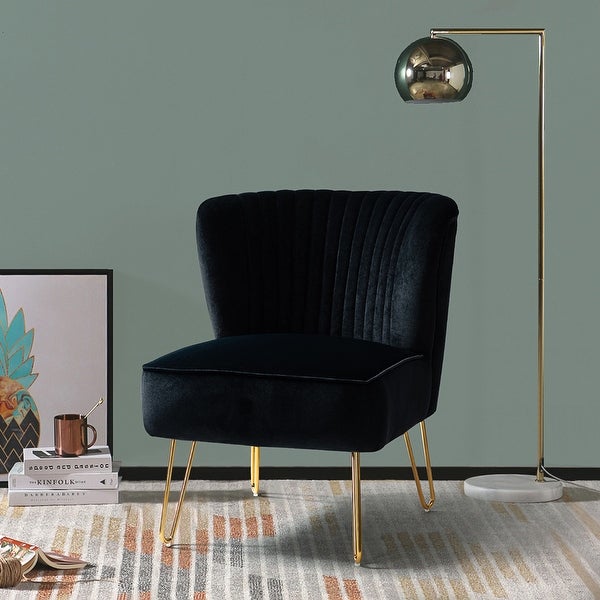 Barto Modern Velvet Tufted Side Chair with Golden Legs by HULALA HOME