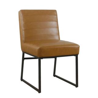 Homepop Channeled Carmel Faux Leather Metal Dining Chair K8614-E905