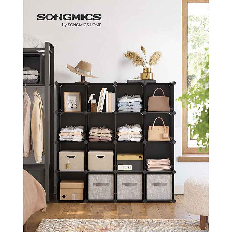 Space Saving 16-Cube Plastic Shoe Storage Organizer Units， Modular Cabinet， Ideal