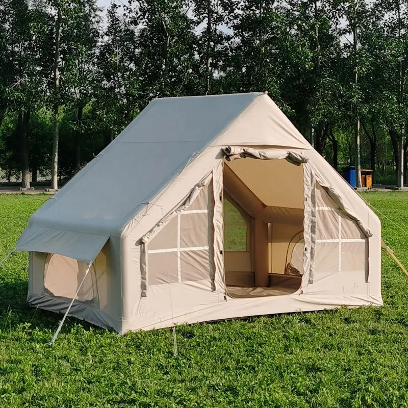 Luxury Glamping 3 4 Persons Large Space Camping Outdoor Family Air Tent Quick Build Inflatable House Tent oxford Four season